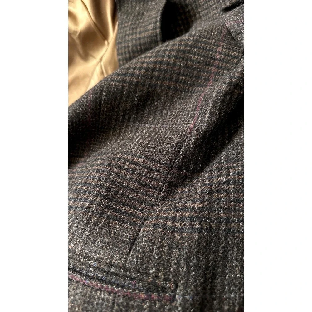 Vintage Nordstrom Mens Plaid Tweed Blazer 100% Wool Sport Coat L/XL